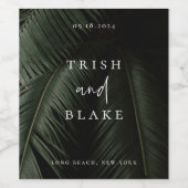 Moody Tropics Wedding Wijn Etiket (Enkel label)