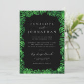 Moody Tropisch Groene Monstera Island Wedding Kaart (Staand voorkant)