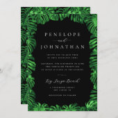 Moody Tropisch Groene Monstera Island Wedding Kaart (Voorkant / Achterkant)