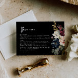 Moody Trouwdetails Behuizing Kaart<br><div class="desc">Dit is een moody details kaart sjabloon met een zwarte achtergrond en moody bloemen. Bewerk alle woorden behalve de "de" en de meeste kleuren. De kleur van de waterverf florals is niet bewerkbaar. // Voor overeenkomende items, bezoek dan het "ALINA" collectie in de Sincerely By Nicole Zazzle winkel. * Als...</div>