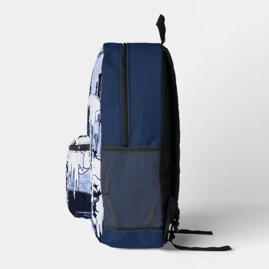 Moody Uilen Marine en Blauw Monogram Bedrukte Rugzak (Rechts)