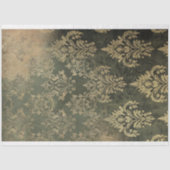 Moody verweerde olijfbos groene damast patronen tissuepapier (Voorkant)