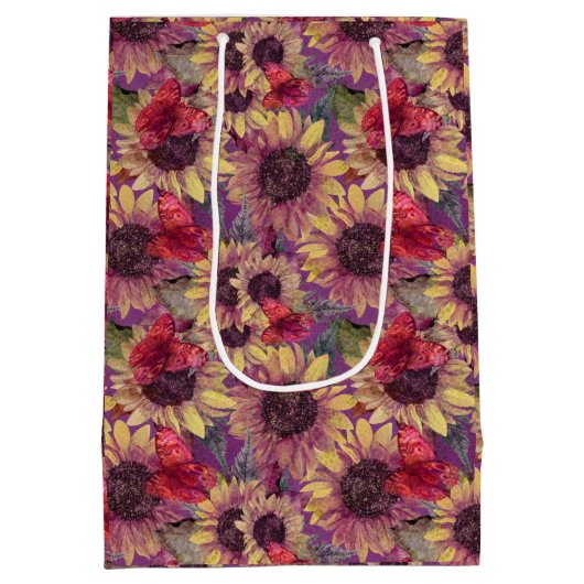 Moody Vlinders en Zonnebloemen Medium Cadeauzakje (Achterkant)