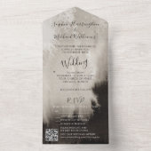 Moody Watercolor All in One Wedding Invite Trees Uitnodiging (Binnen)