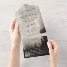 Moody Watercolor All in One Wedding Invite Trees