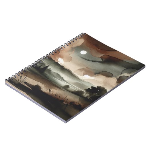 Moody Watercolor Forest Landscape Notitieboek (Linkerzijde)