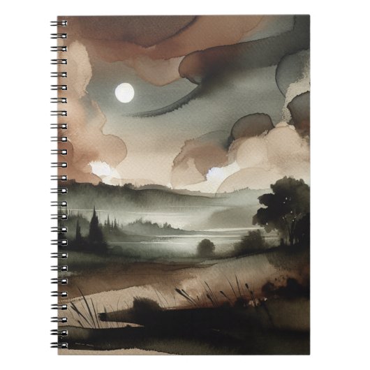 Moody Watercolor Forest Landscape Notitieboek (Voorkant)