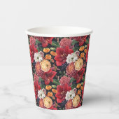 Moody Waterverf Amaryllis en Herfstbloemen Papieren Bekers (Voorkant)