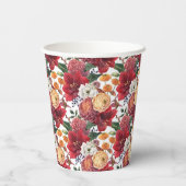 Moody Waterverf Amaryllis en Herfstbloemen Papieren Bekers (Achterkant)