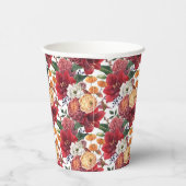 Moody Waterverf Amaryllis en Herfstbloemen Papieren Bekers (Rechts)