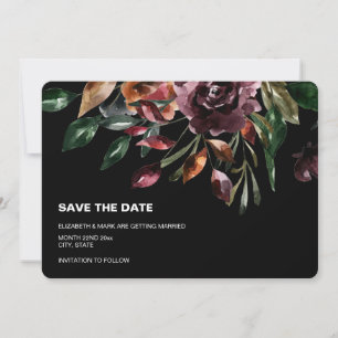 Moody Waterverf Florals Black Save the Date