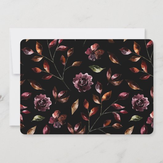 Moody Waterverf Florals Black Save the Date (Achterkant)