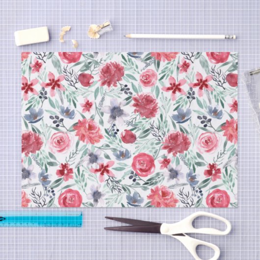 Moody Waterverf Florals Tissuepapier (Craft)