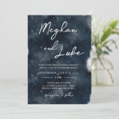 Moody Waterverf Invitation, in de sterren geschrev Kaart (Staand voorkant)