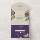 Moody Waterverf Paarse Tulpen bruiloft All In One Uitnodiging (Binnen)