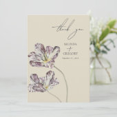 Moody Waterverf Paarse Tulpen bruiloft Bedankkaart (Staand voorkant)
