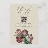 Moody Waterverf Paarse Tulpen bruiloft Informatiekaartje (Voorkant)