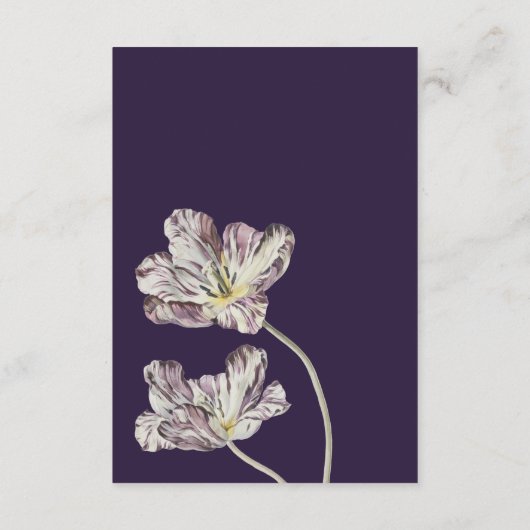 Moody Waterverf Paarse Tulpen bruiloft Informatiekaartje (Achterkant)