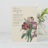 Moody Waterverf Paarse Tulpen bruiloft Kaart (Staand voorkant)