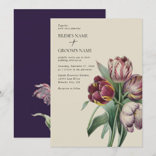 Moody Waterverf Paarse Tulpen bruiloft Kaart