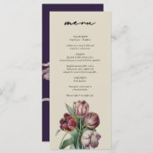 Moody Waterverf Paarse Tulpen bruiloft Menu (Voorkant / Achterkant)