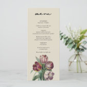 Moody Waterverf Paarse Tulpen bruiloft Menu (Staand voorkant)