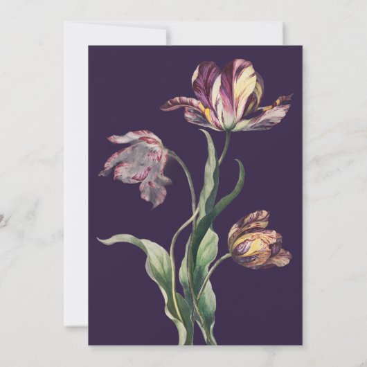 Moody Waterverf Paarse Tulpen bruiloft Save The Date (Achterkant)