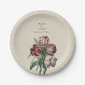 Moody Waterverf Paarse Tulpen huwelijkscadeau Papieren Bordje (Voorkant)