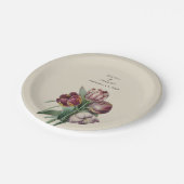 Moody Waterverf Paarse Tulpen huwelijkscadeau Papieren Bordje (Gekanteld)