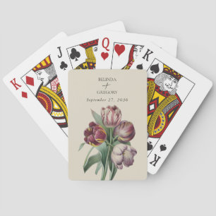Moody Waterverf Paarse Tulpen Huwelijksgunst Pokerkaarten