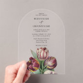 Moody Waterverf Paarse Tulpen Trouwboog Acryl Uitnodigingen (Insitu (Draagbaar))