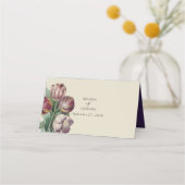 Moody Waterverf Paarse Tulpen Trouwnaam Plaatskaartje (Achterkant)