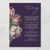 Moody Waterverf Paarse Tulpen Trouwroute Programmakaart (Achterkant)