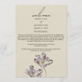 Moody Waterverf Paarse Tulpen Trouwroute Programmakaart (Voorkant)