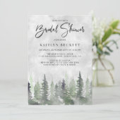 Moody Waterverf Pine Tree Forest Vrijgezellenfeest Kaart (Staand voorkant)