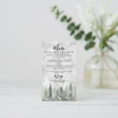 Moody Waterverf Pine Tree Forest Wedding Detail Informatiekaartje (Staand voorkant)