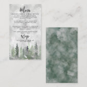 Moody Waterverf Pine Tree Forest Wedding Detail Informatiekaartje (Voorkant / Achterkant)