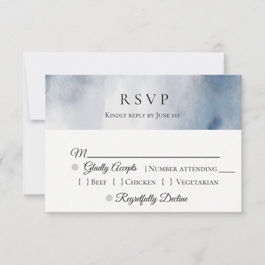 Moody Waterverf Wash Wedding RSVP Kaartje (Voorkant)