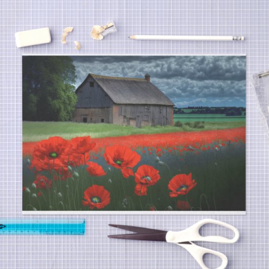 Moody Weer Barn en Poppies Tissuepapier (Craft)