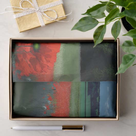 Moody Weer Barn en Poppies Tissuepapier (Geschenk)