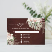 Moody White Orchid Tropisch Bloemig Burgundy RSVP (Staand voorkant)
