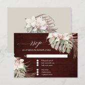 Moody White Orchid Tropisch Bloemig Burgundy RSVP (Voorkant / Achterkant)