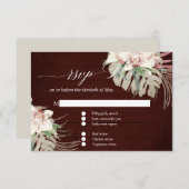 Moody White Orchidee Tropisch Bloemig Burgundy RSV RSVP Kaartje (Voorkant / Achterkant)