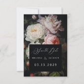 Moody White Peony Blush Roos Save The Date (Voorkant)