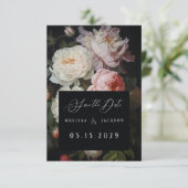 Moody White Peony Blush Roos Save The Date (Staand voorkant)
