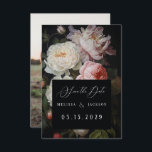 Moody White Peony Blush Roos Save The Date<br><div class="desc">Moody witte pioen bloemenbruidssuite geïnspireerd op Nederlandse stijlen.</div>