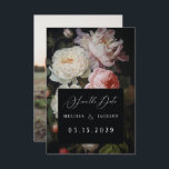 Moody White Peony Blush Roos Save The Date<br><div class="desc">Moody witte pioen bloemenbruidssuite geïnspireerd op Nederlandse stijlen.</div>