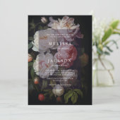 Moody White Peony bruiloft uitnodiging (Staand voorkant)