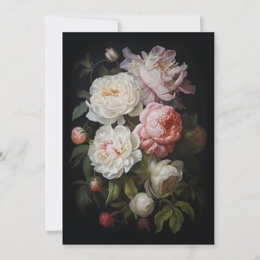 Moody White Peony bruiloft uitnodiging (Achterkant)