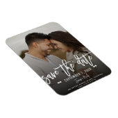 Moody White Script Save the Date Huwelijksfoto Magneet (Rechterzijde)